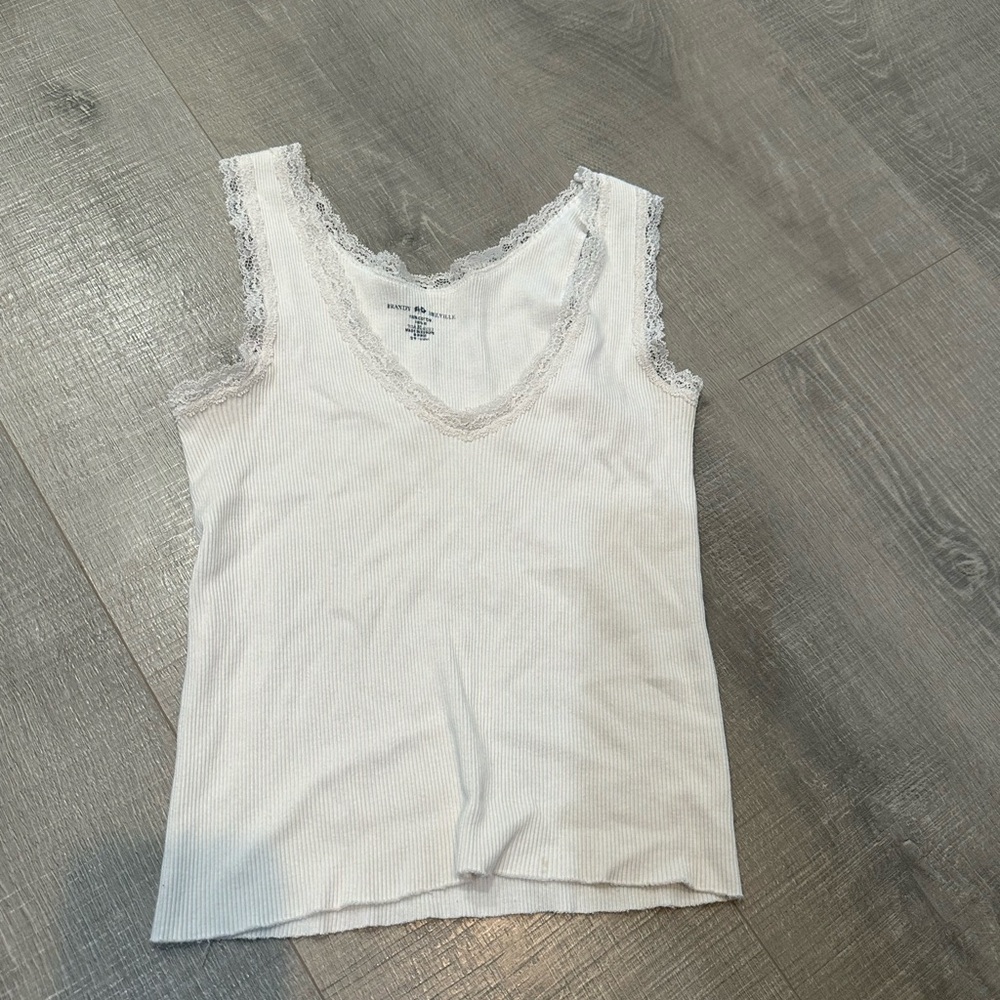 Women's White Lace Trim Tank Top